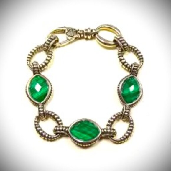 LAGOS Venus Sterling Silver Malachite Faceted Doublet Statioins Bracelet - Picture 1 of 8